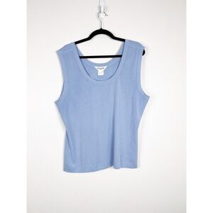 Misook Women's Sleeveless Knit Tank Blue Sz 1X